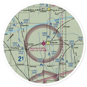 Belleville Municipal Airport (RPB) VFR Sectional Sticker (30 mile)