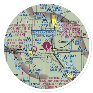 Rice Lake Regional Airport - Carl's Field (RPD) VFR Sectional Sticker (20 mile)