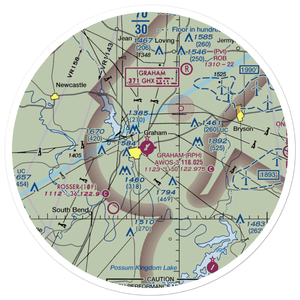 Graham Municipal Airport (RPH) VFR Sectional Sticker (30 mile)