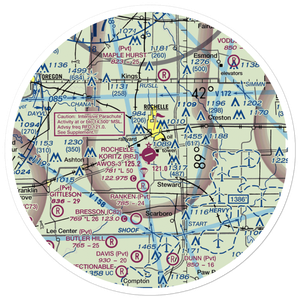 Rochelle Municipal Airport - Koritz Field (RPJ) VFR Sectional Sticker (30 mile)