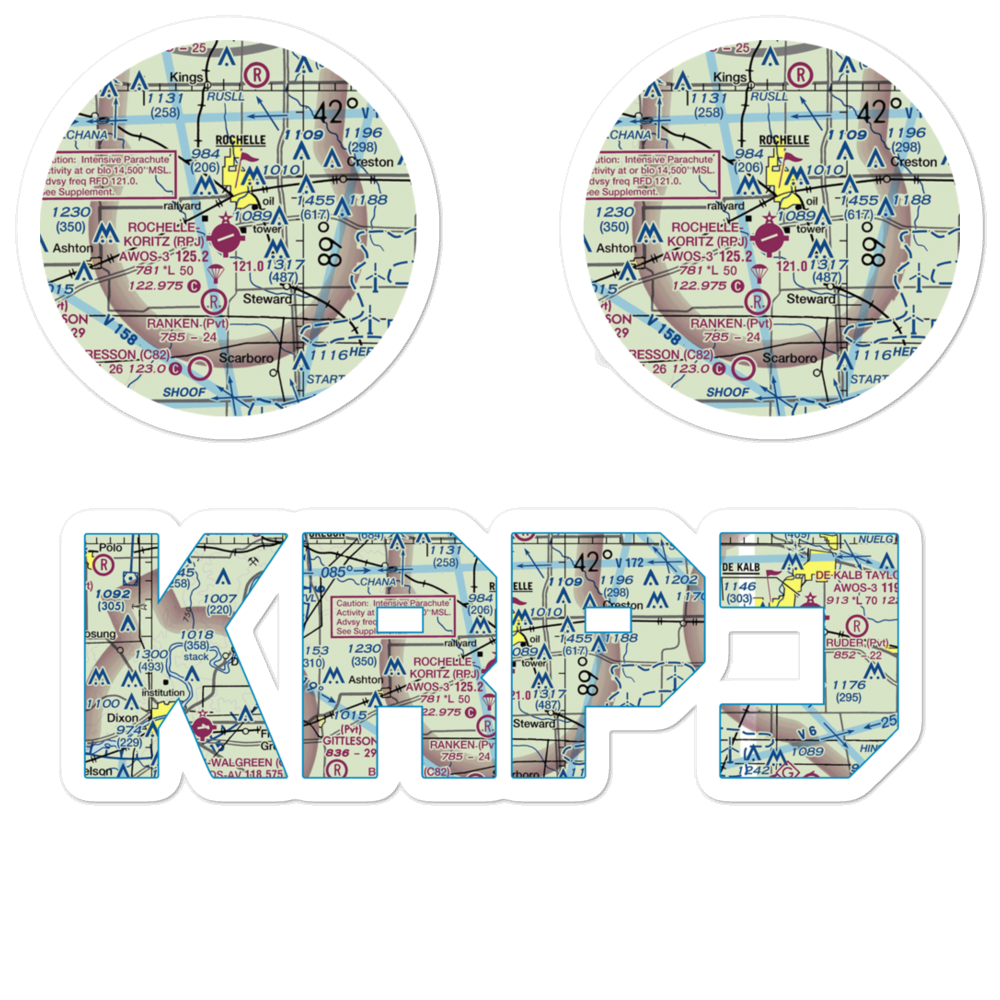 Rochelle Municipal Airport - Koritz Field (RPJ) VFR Sectional Sticker Pack 
