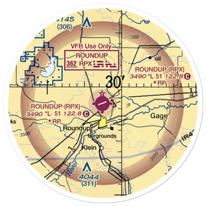 Roundup Airport (RPX) VFR Sectional Sticker (20 mile)