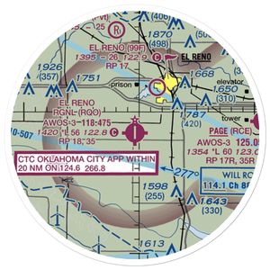 El Reno Regional Airport (RQO) VFR Sectional Sticker (20 mile)
