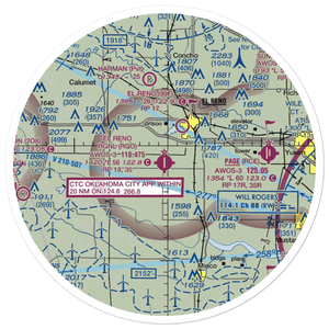 El Reno Regional Airport (RQO) VFR Sectional Sticker (30 mile)