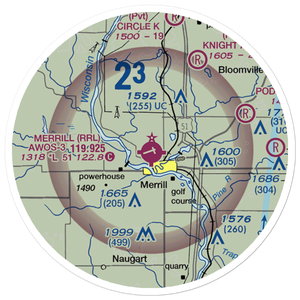 Merrill Municipal Airport (RRL) VFR Sectional Sticker (20 mile)