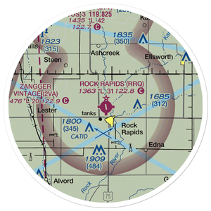 Rock Rapids Municipal Airport (RRQ) VFR Sectional Sticker (20 mile)