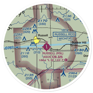 Russell Municipal Airport (RSL) VFR Sectional Sticker (20 mile)