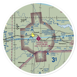 Russell Municipal Airport (RSL) VFR Sectional Sticker (30 mile)