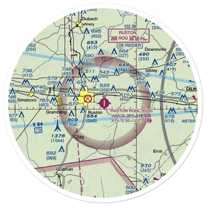 Ruston Regional Airport (RSN) VFR Sectional Sticker (30 mile)