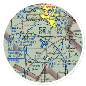 Rochester International Airport (RST) VFR Sectional Sticker (20 mile)
