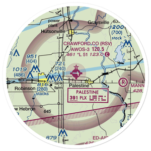 Robinson Municipal Airport (RSV) VFR Sectional Sticker (20 mile)