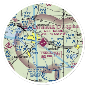 Russellville Regional Airport (RUE) VFR Sectional Sticker (20 mile)