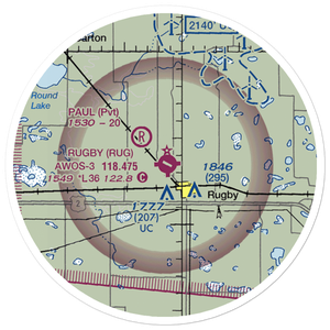 Rugby Municipal Airport (RUG) VFR Sectional Sticker (20 mile)