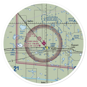Rugby Municipal Airport (RUG) VFR Sectional Sticker (30 mile)
