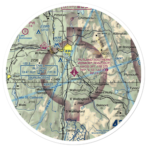 Rutland - Southern Vermont Regional Airport (RUT) VFR Sectional Sticker (30 mile)