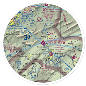 Mifflin County Airport (RVL) VFR Sectional Sticker (30 mile)
