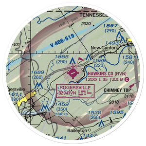 Hawkins County Airport (RVN) VFR Sectional Sticker (20 mile)
