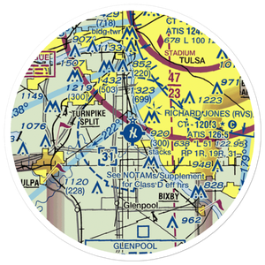 Richard Lloyd Jones Jr Airport (RVS) VFR Sectional Sticker (20 mile)