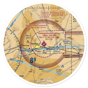 Rawlins Municipal Airport/Harvey Field (RWL) VFR Sectional Sticker (30 mile)