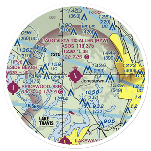Lago Vista Tx Rusty Allen Airport (RYW) VFR Sectional Sticker (20 mile)