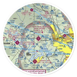 Lago Vista Tx Rusty Allen Airport (RYW) VFR Sectional Sticker (30 mile)