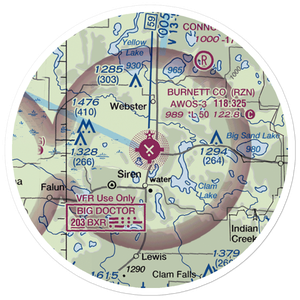 Burnett County Airport (RZN) VFR Sectional Sticker (20 mile)