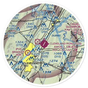Cleveland Regional Jetport (RZR) VFR Sectional Sticker (20 mile)