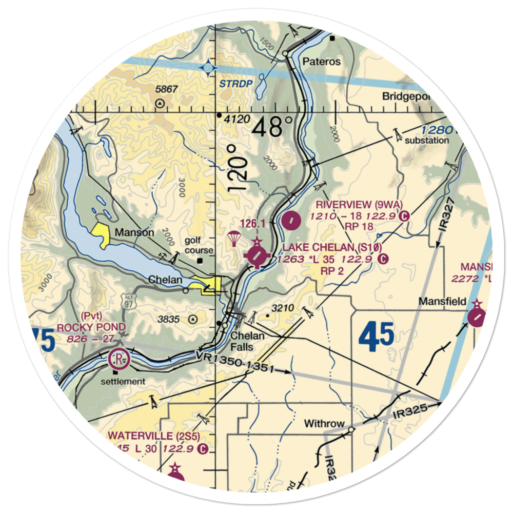 Lake Chelan Airport (S10) VFR Sectional Sticker (30 mile) 