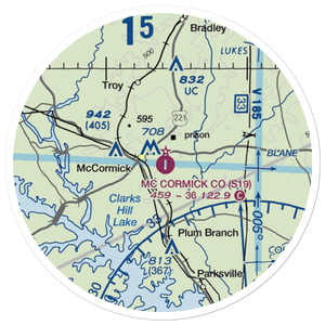 Mc Cormick County Airport (S19) VFR Sectional Sticker (20 mile)