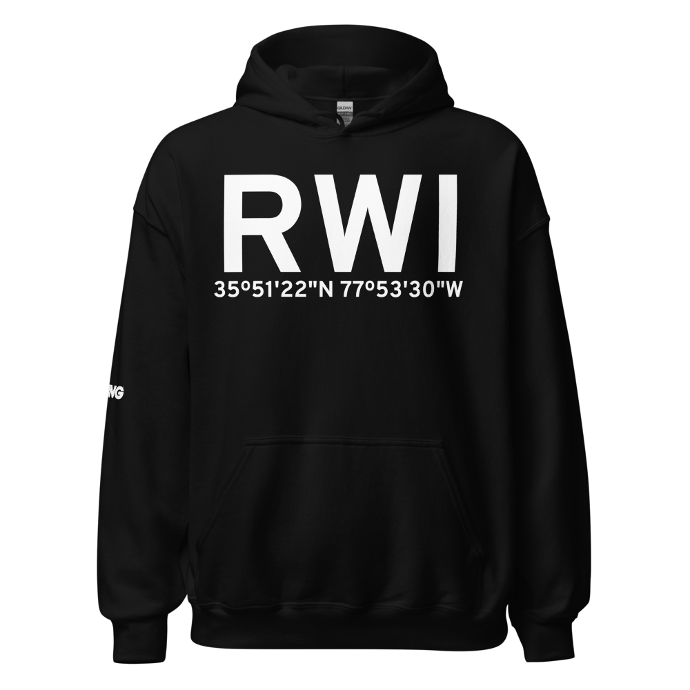 Rocky Mount (KRWI) Airport Hoodie Sweatshirt 