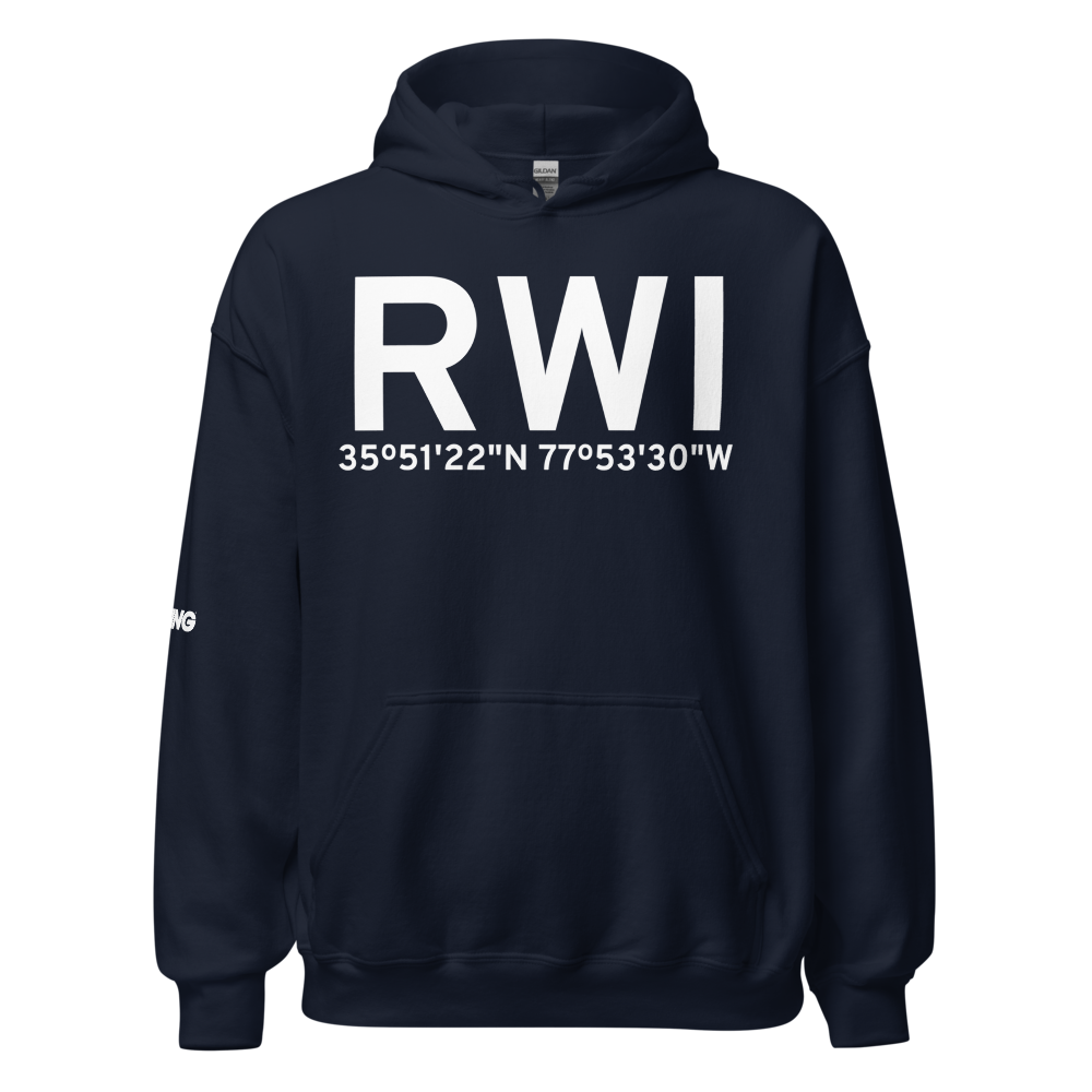 Rocky Mount (KRWI) Airport Hoodie Sweatshirt 