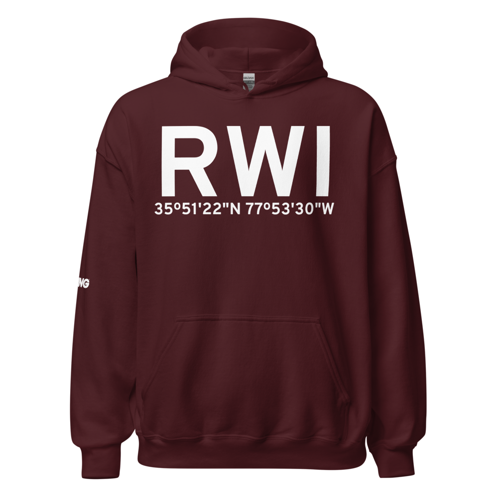 Rocky Mount (KRWI) Airport Hoodie Sweatshirt 