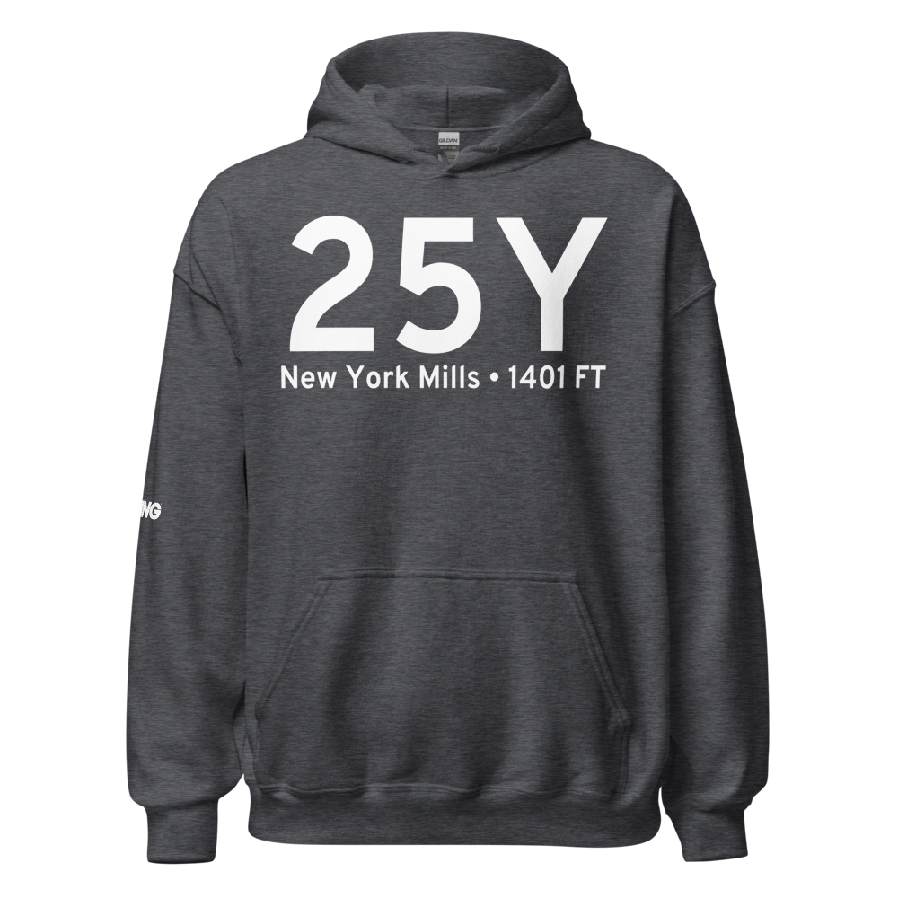 New York Mills (25Y) Airport Hoodie Sweatshirt 