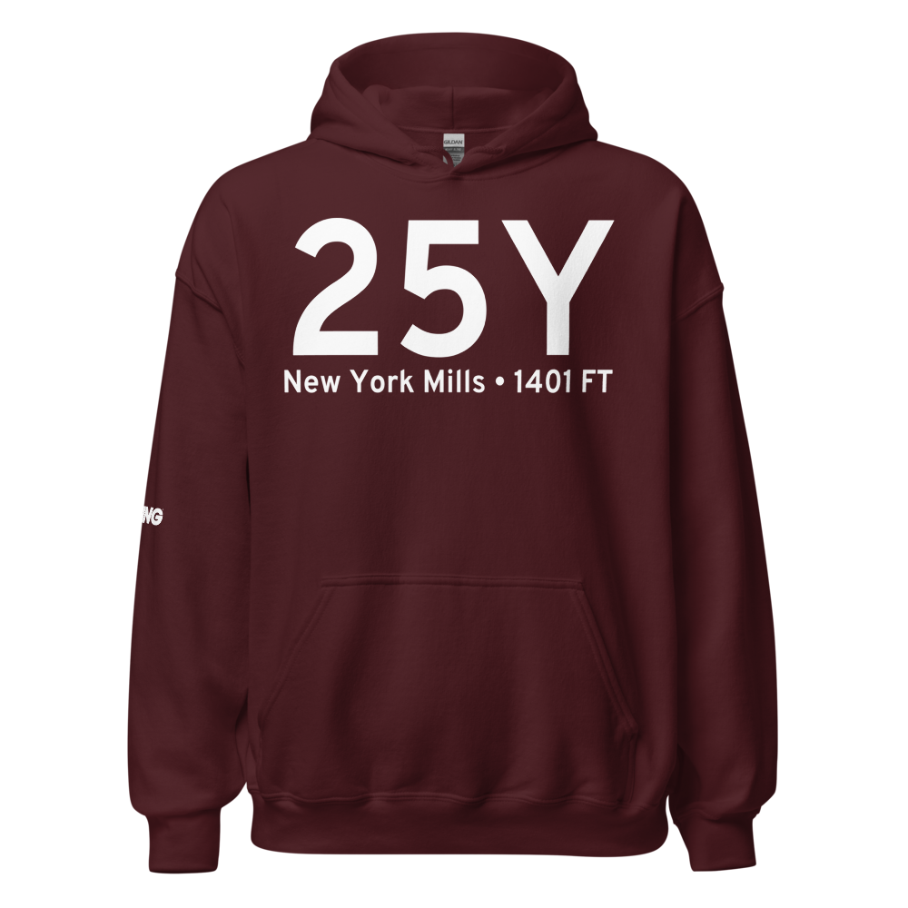 New York Mills (25Y) Airport Hoodie Sweatshirt 