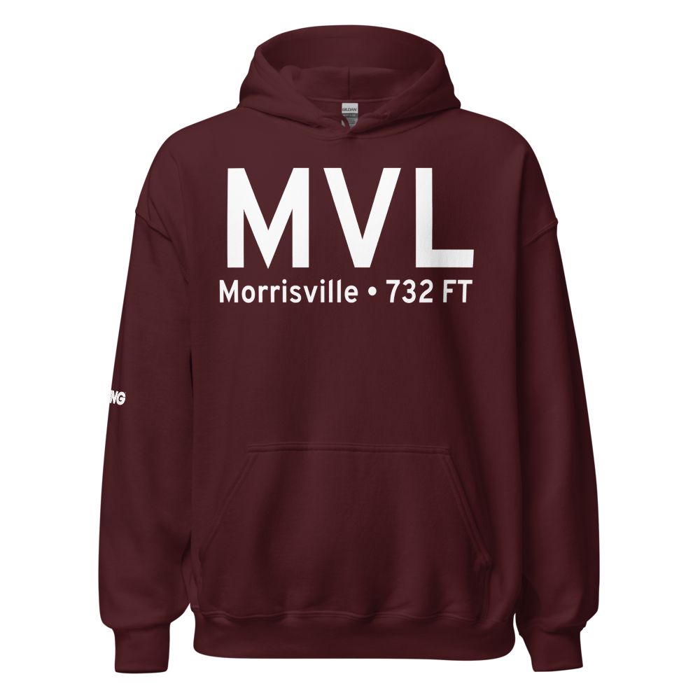 Morrisville (KMVL) Airport Hoodie Sweatshirt 