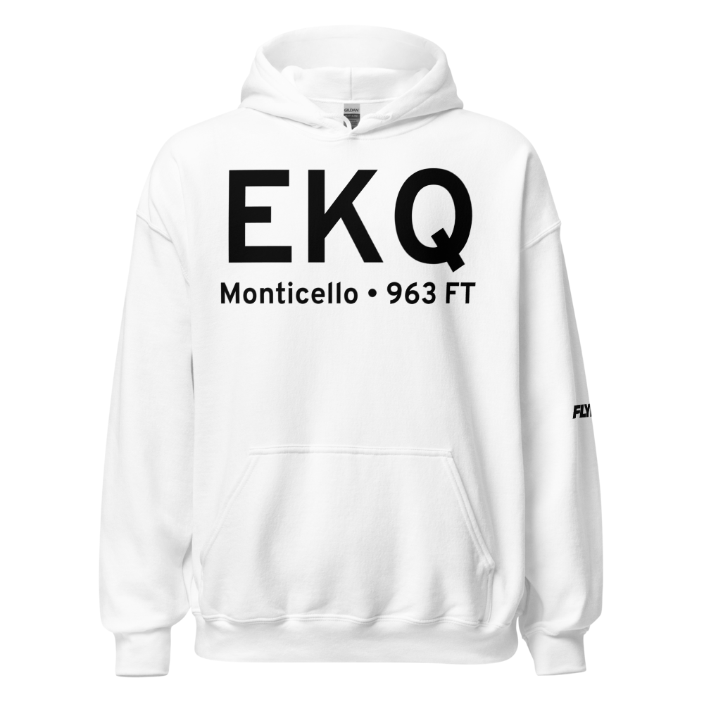 Monticello (KEKQ) Airport Hoodie Sweatshirt 