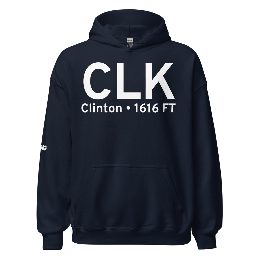 Clinton (KCLK) Airport Hoodie Sweatshirt 