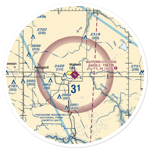 Watford City Municipal Airport (S25) VFR Sectional Sticker (30 mile)