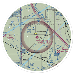 Cooperstown Municipal Airport (S32) VFR Sectional Sticker (30 mile)