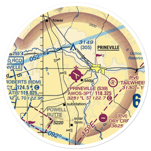 Prineville Airport (S39) VFR Sectional Sticker (20 mile)