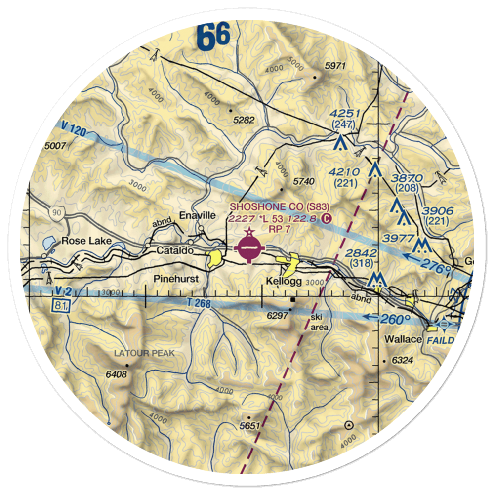 Shoshone County Airport (S83) VFR Sectional Sticker (30 mile) 
