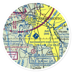 Sacramento Executive Airport (SAC) VFR Sectional Sticker (20 mile)