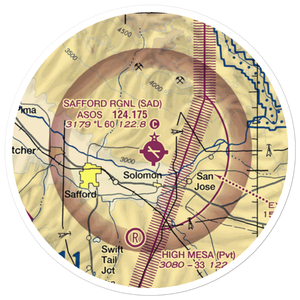 Safford Regional Airport (SAD) VFR Sectional Sticker (20 mile)