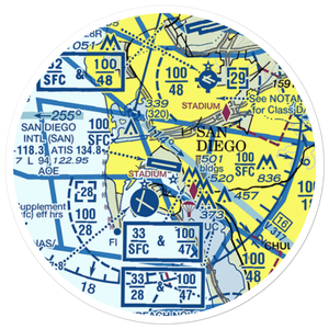 San Diego International Airport (SAN) VFR Sectional Sticker (20 mile)
