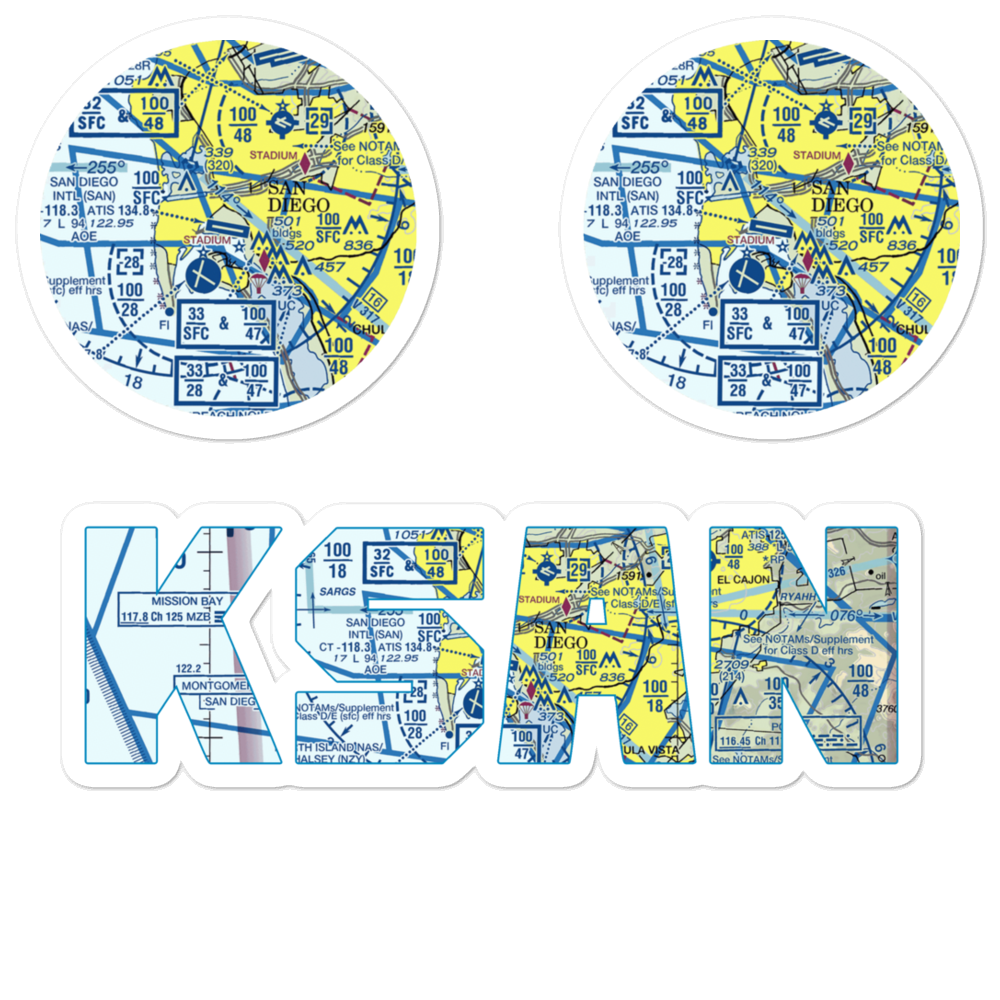 San Diego International Airport (SAN) VFR Sectional Sticker Pack 