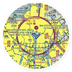 San Antonio International Airport (SAT) VFR Sectional Sticker (20 mile)
