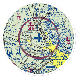 Savannah Hilton Head International Airport (SAV) VFR Sectional Sticker (20 mile)