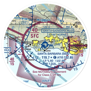 Santa Barbara Municipal Airport (SBA) VFR Sectional Sticker (20 mile)