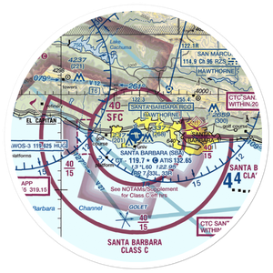 Santa Barbara Municipal Airport (SBA) VFR Sectional Sticker (30 mile)