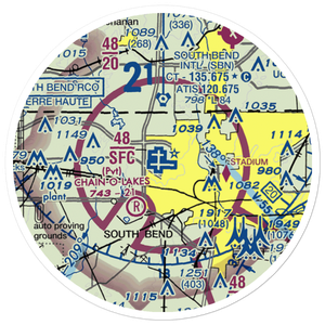 South Bend Regional Airport (SBN) VFR Sectional Sticker (20 mile)